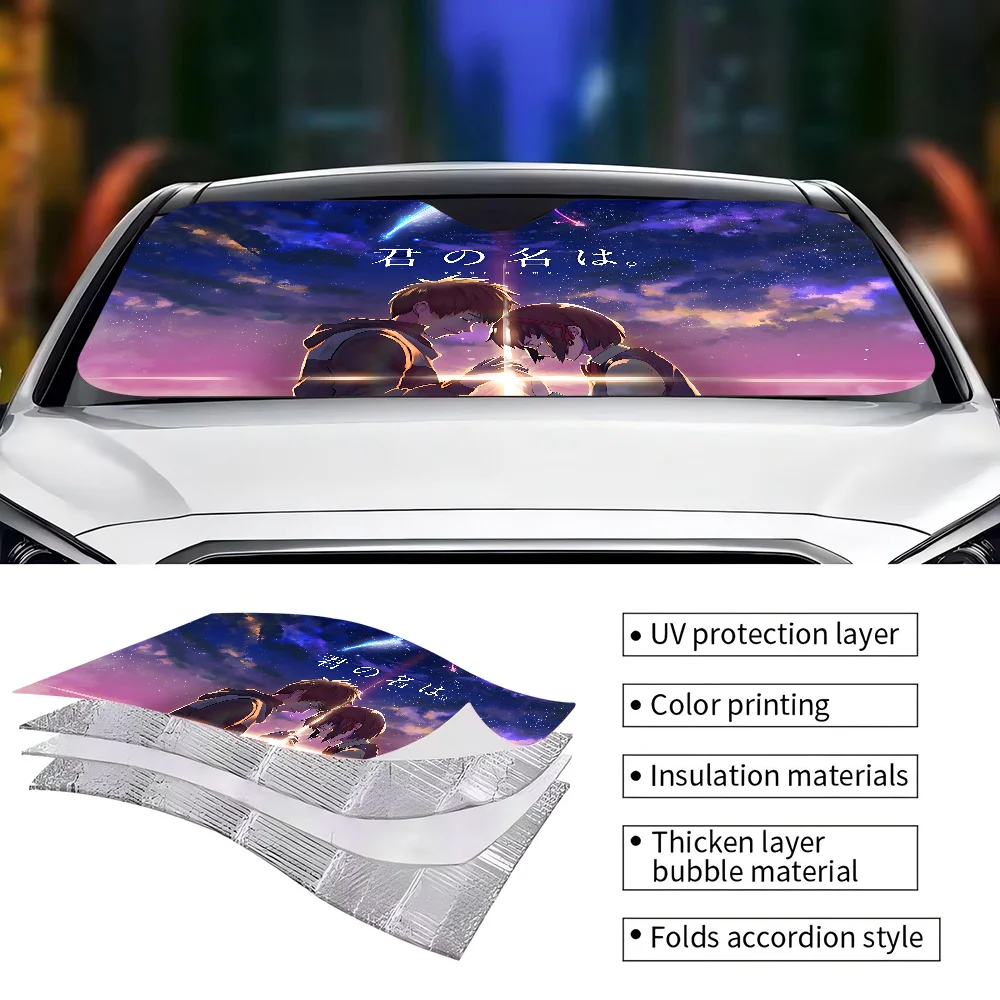 Anime Your Name Car Windshield Foldable Sun Shade Cover Block Reflector Portable Breathable Anti UV Protector Screen