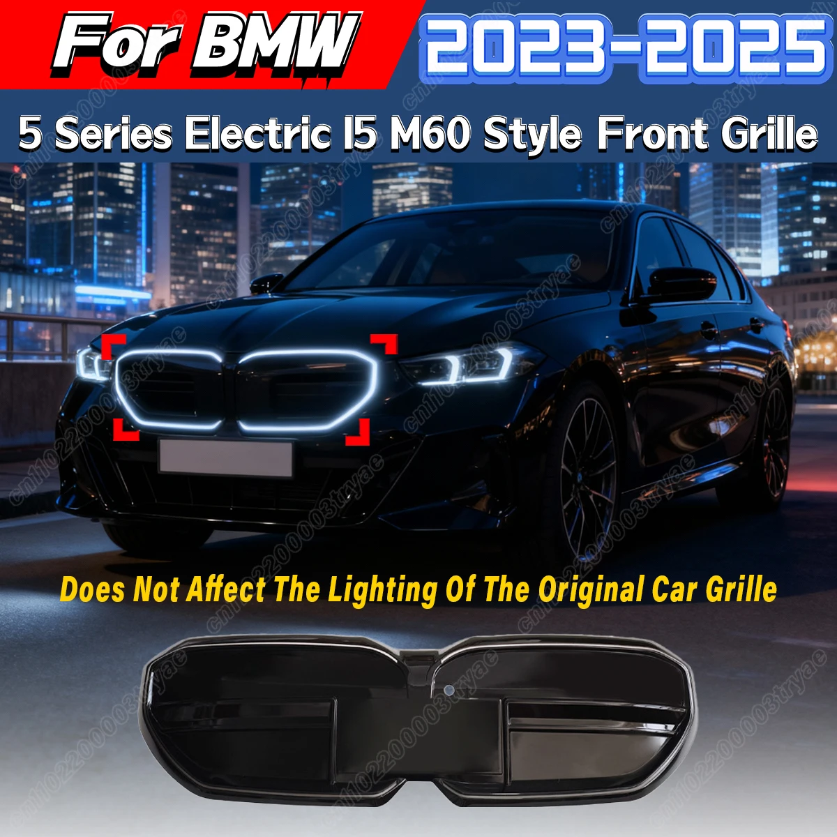 

For BMW 5 Series Electric I5 2023 2024 2025 Automotive M60 Style Font Bumper Air Intake Grille Racing Mesh Radiator Cover Kit