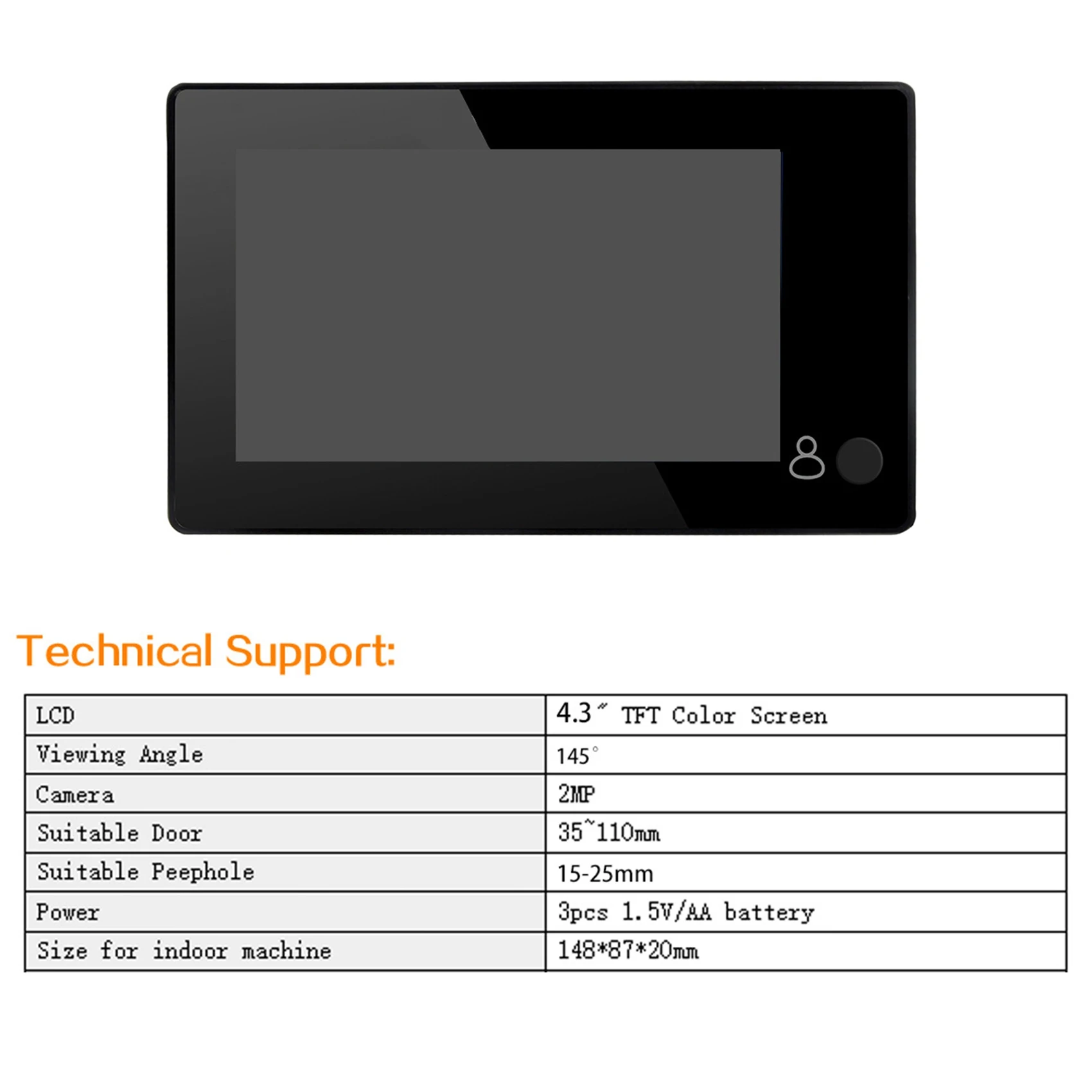 4. 3-calowy wizjer drzwi HD 145 stopni szerokokątny cyfrowy inteligentny dzwonek TFT kolorowy wizjer bezpieczeństwo w domu ekran aparatu