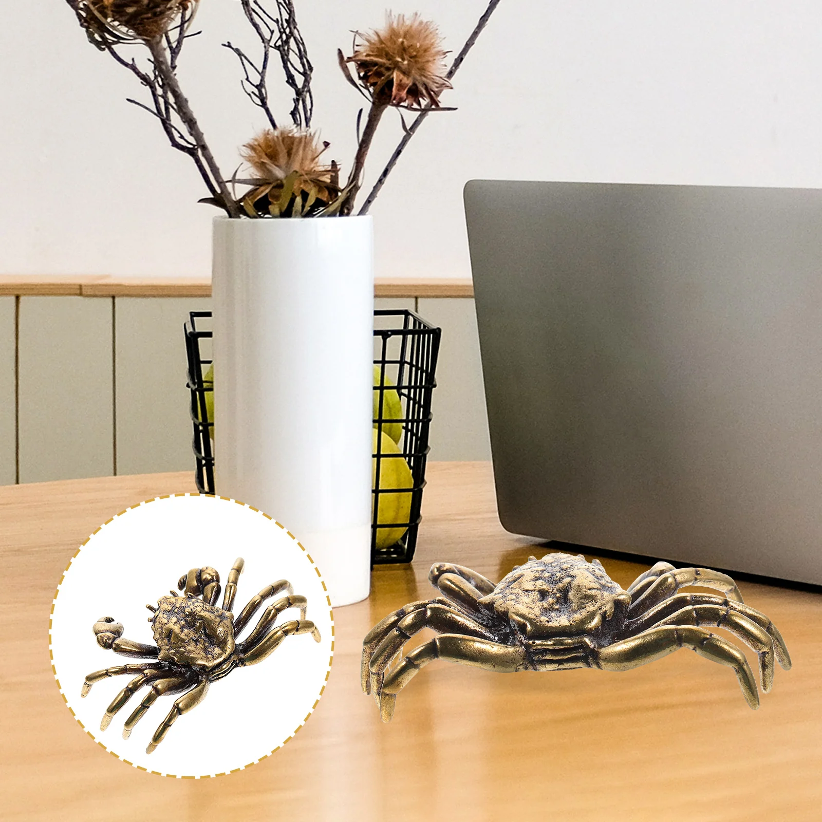 

Retro Crab Ornament Figurine Statue Chinese Style Ornaments Brass Vintage Decoration