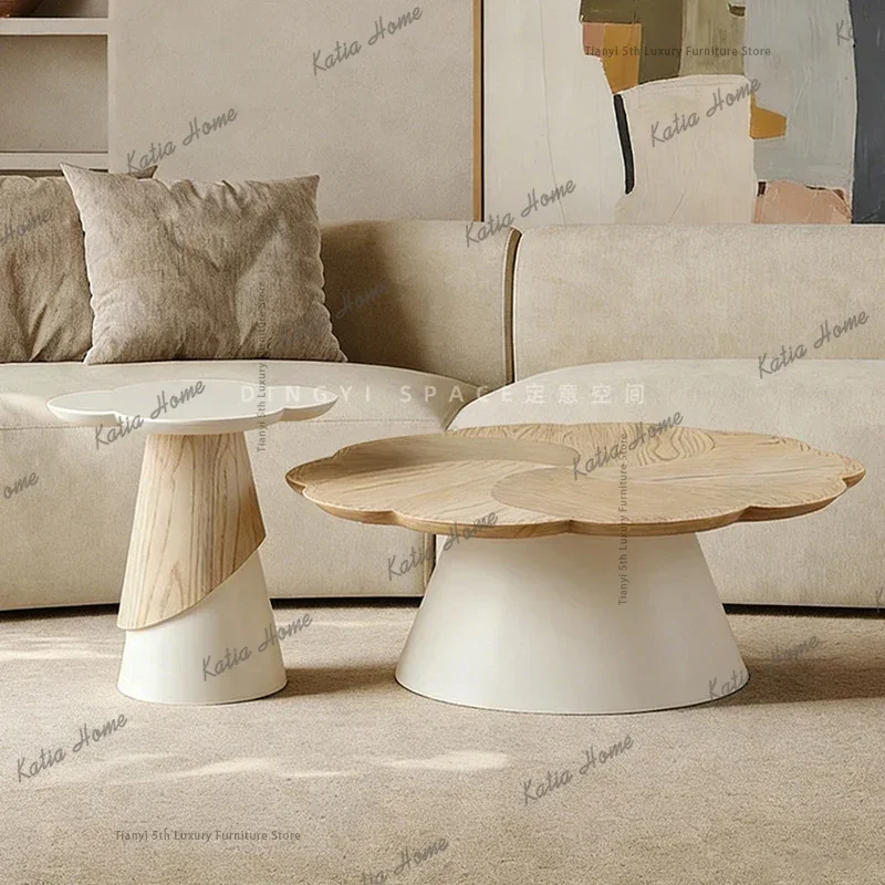 ld Modern Cream Style Flower Shape Living Room Nordic Creative Wooden Coffee Table Home Furniture