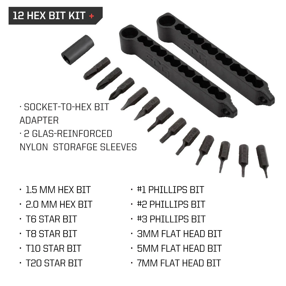 SOG Hex Bit Accessory Kit Fits Any SOG Multi-Tools, 12 Assorted Hex, Star, Phillips, and Flathead Bits Screwdriver Set (HXB-01)