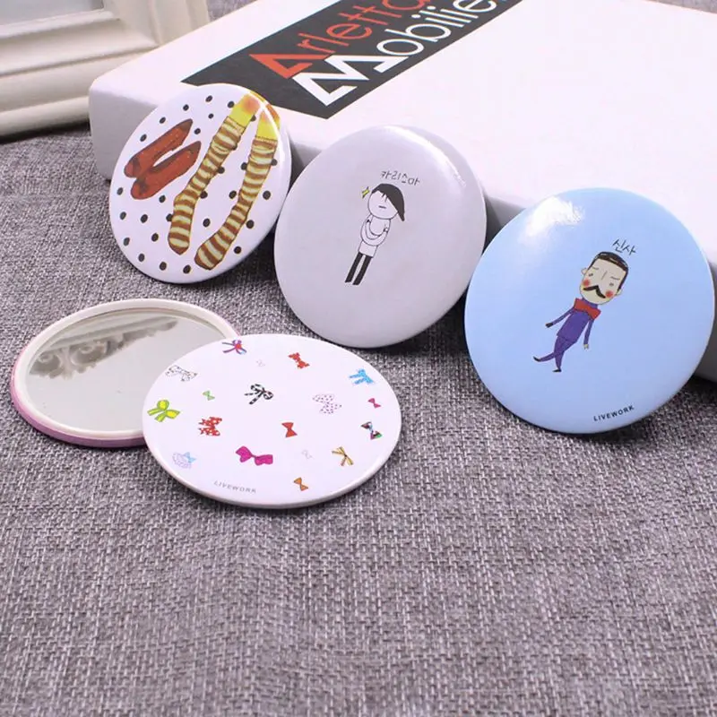 1Pc かわいい漫画ミニポータブル円形ハンドミラーポケットポータブルメイクツールドロップシッピング