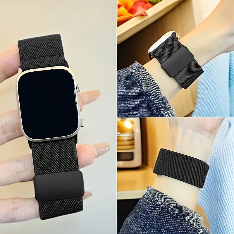 Nylon Strap for Apple Watch Band 7 8 9 45mm 41mm Adjustable Elastic Breathable Bracelet iWatch Ultra 49mm 6 SE 5 44mm 40mm 42mm