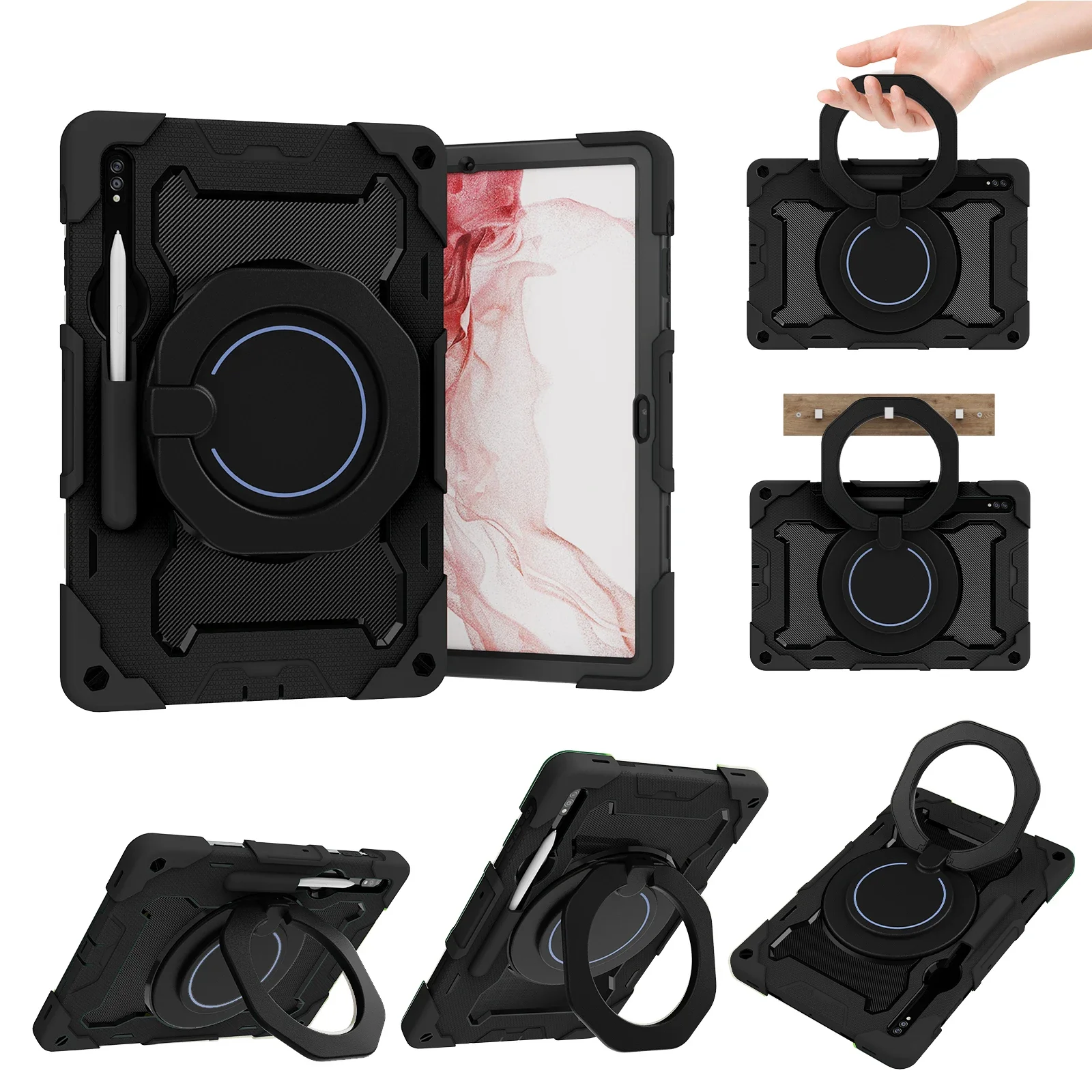 Kids Case for Samsung Galaxy Tab S10 S7 S8 S9 Plus FE Ultra SM-T970 T730 X800 X900 X810 A9 8.7 Rotating Stand Armor Cover Funda