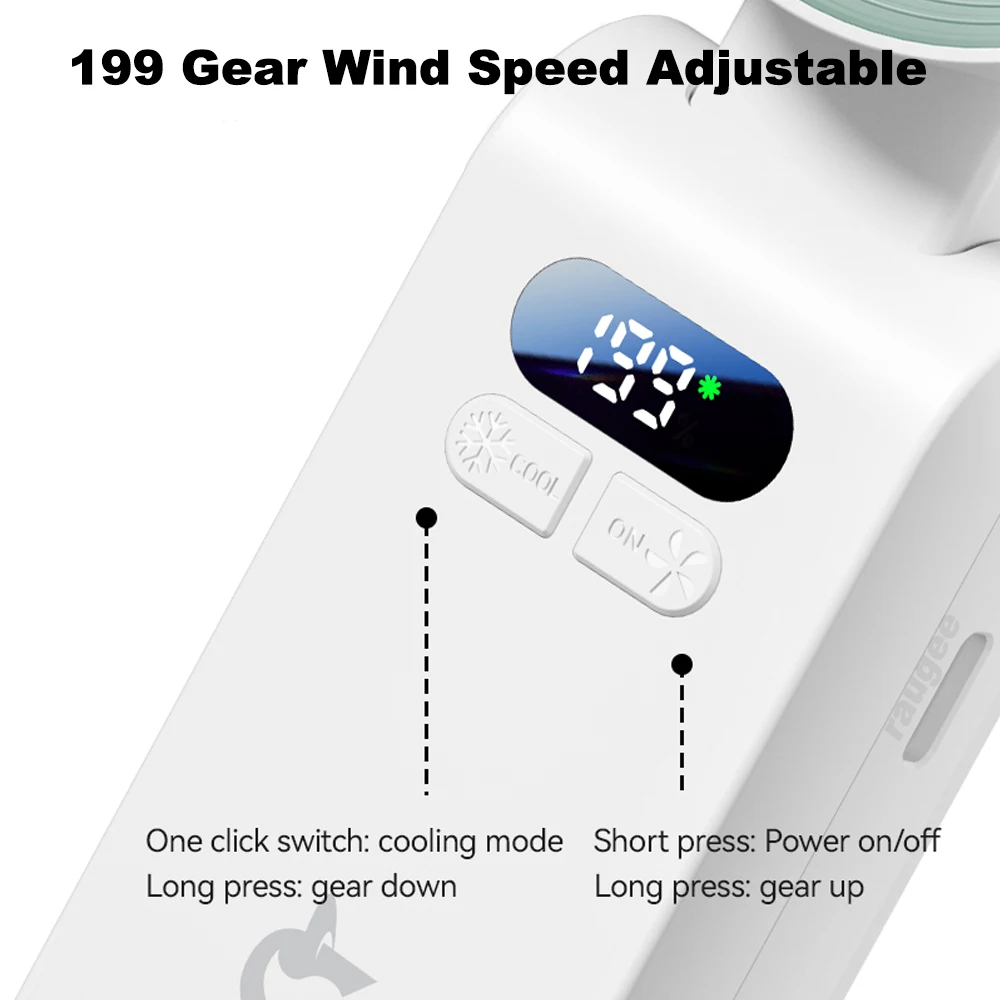 Portable Handheld Turbo Fan Foldable Hanging Neck Fan Mini Hand Fan 3600mAh USB Rechargeable High Speed Ice Cooling Turbo Fan image 3