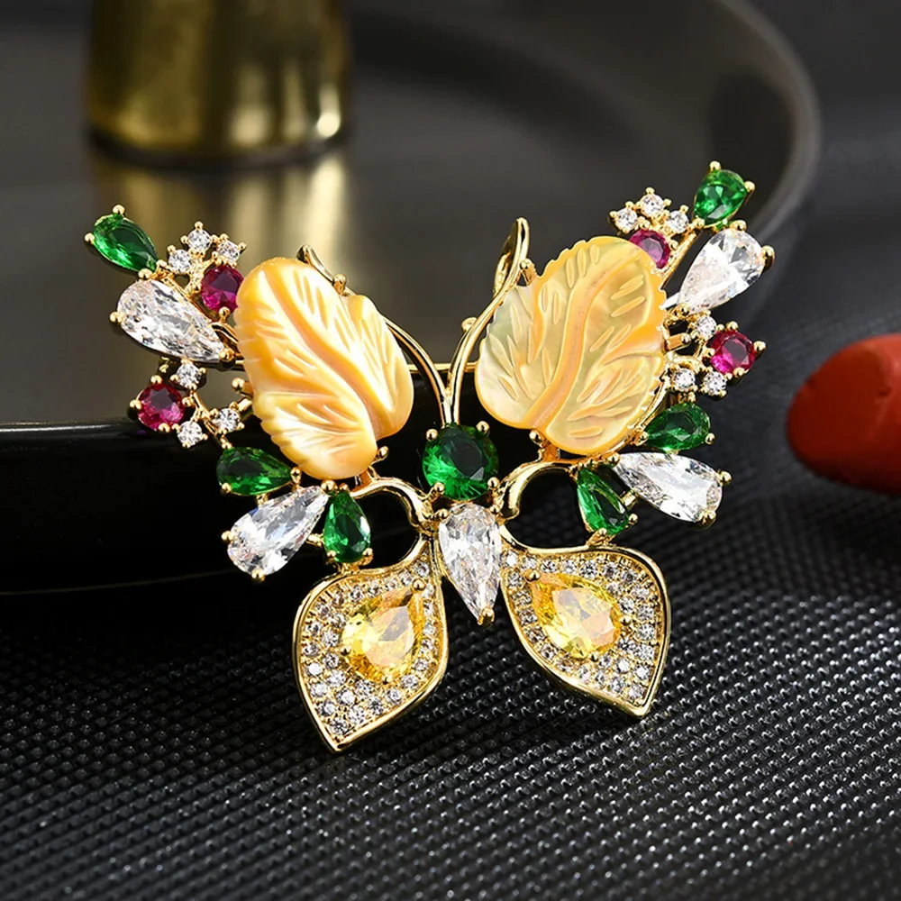 Exquisite Butterfly High-end Women's High-end Luxury Smart Design Classic Suit Coat Crystal Decoration Office Party Accessories