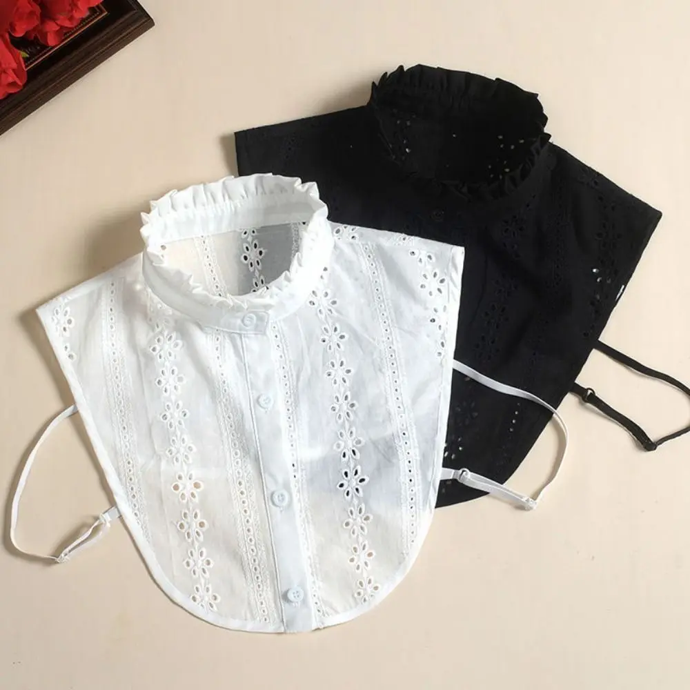 

Белый съемный воротник-стойка из жаккарда с ажурным кружевом, в корейском стиле, черный, для декора одежды