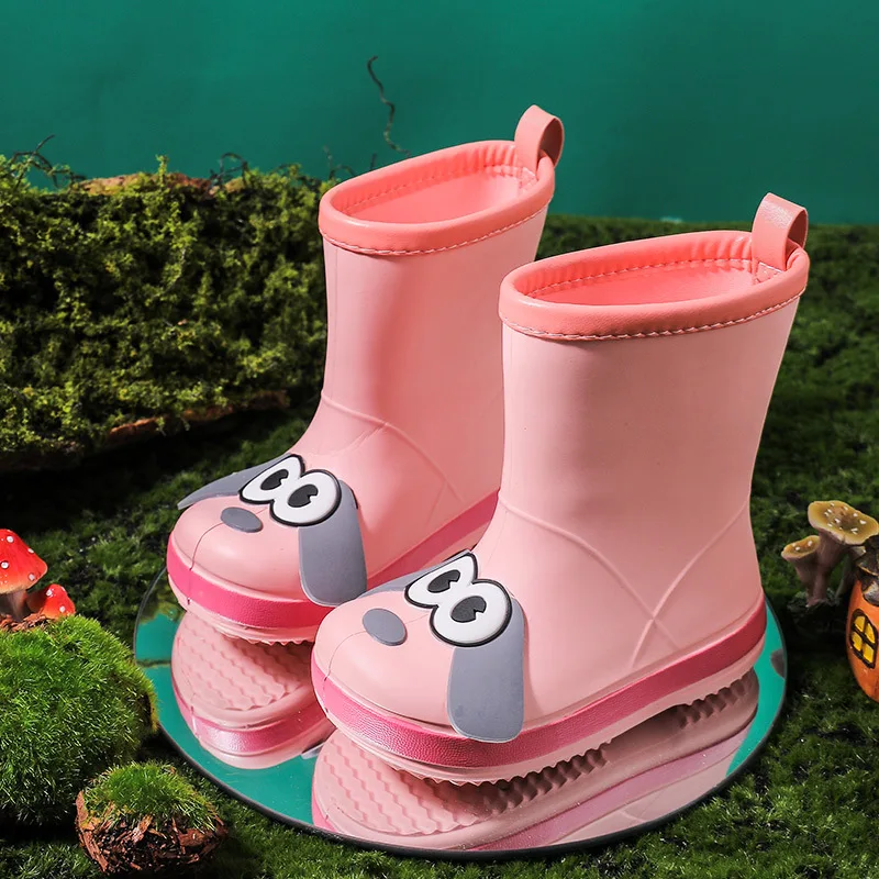 Cartoon Dog Children Rain Boots Fashion Boy Girl Non-slip Waterproof Water Shoes Outdoor Kids Rubber Mid-calf Boots Four Seasons