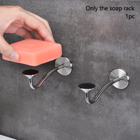 Soap Holder Wall Mounted Adhesive Tray Accessories Stainless Steel Shower Storage Magnetic Suction Kitchen Dish Rack Bathroom