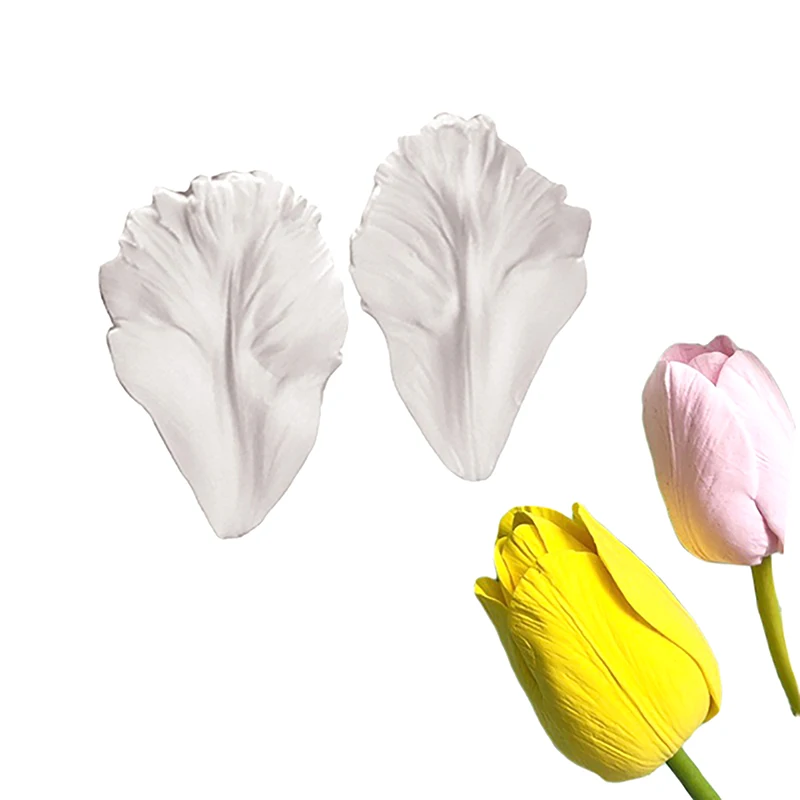 2Pcs Tulip Petal Silicone Mold Cake Decorating Tools Veiner Mold Gumpaste Mold Sugarcraft  Resin Clay Moulds