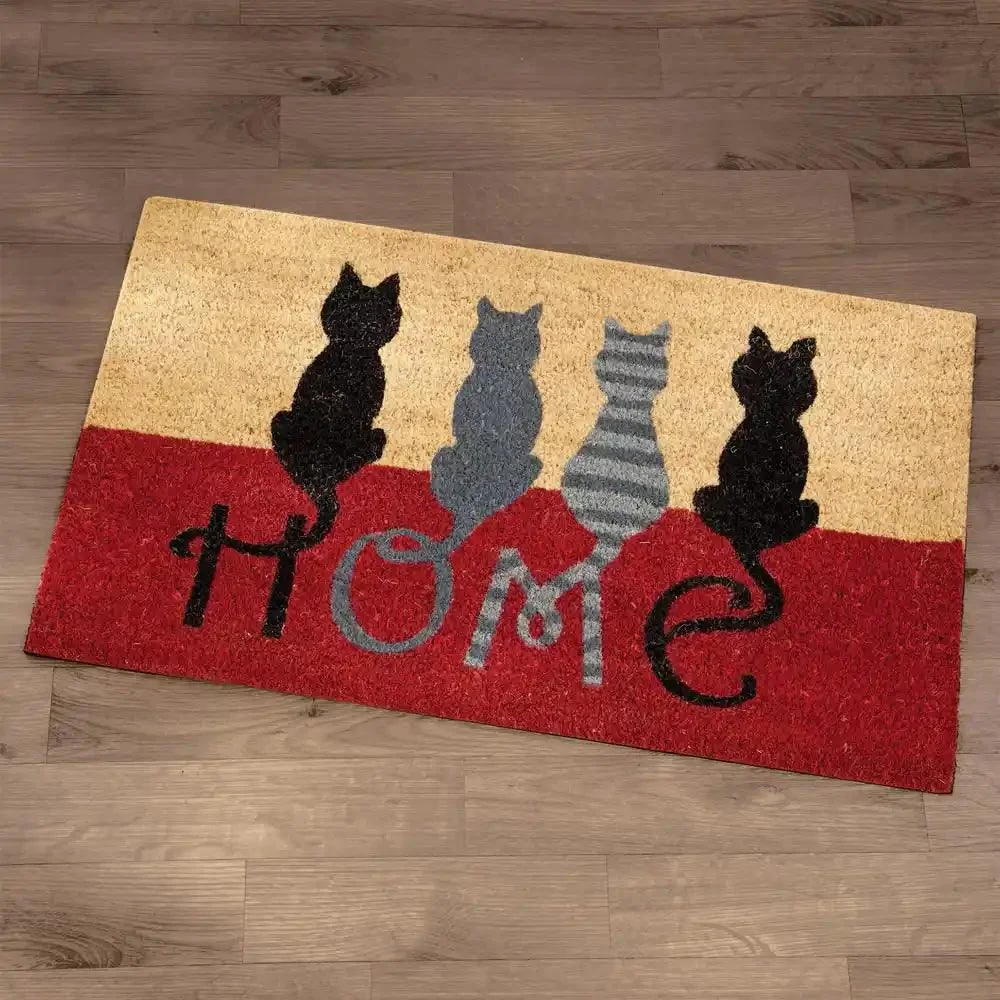 Welcome Door Mat with Cat Silhouette Three Kittens Entering The Door Mat Bedroom Kitchen Home Decoration Door Mat