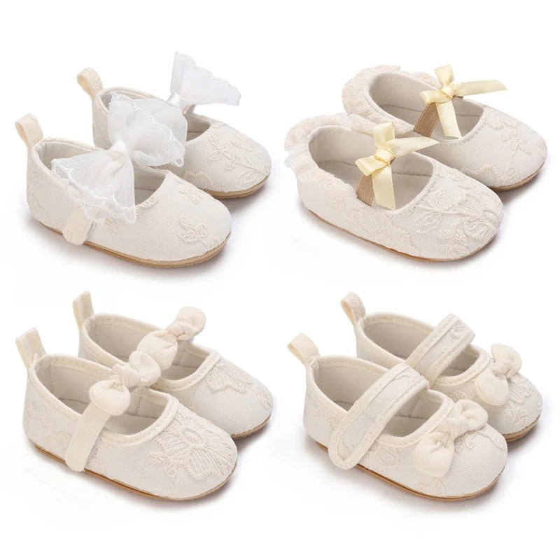 Fashion Baby Casual Shoes Cute Solid Prewalker Soft Sole With Bow Non-slip Toddler Walking Flat Shoes For Girls Baby Shoes 0-18M