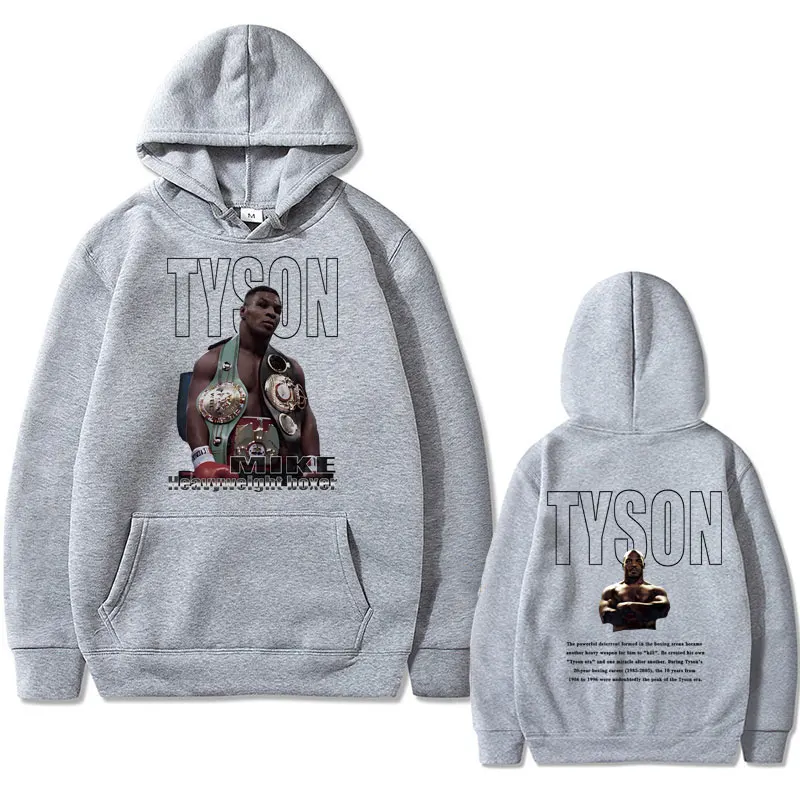 Boxing King Mike Tyson Double Sided Print Hoodie Men Women Casual Vintage Sweatshirt Oversize Male Hoodies Men\'s Cool Streetwear