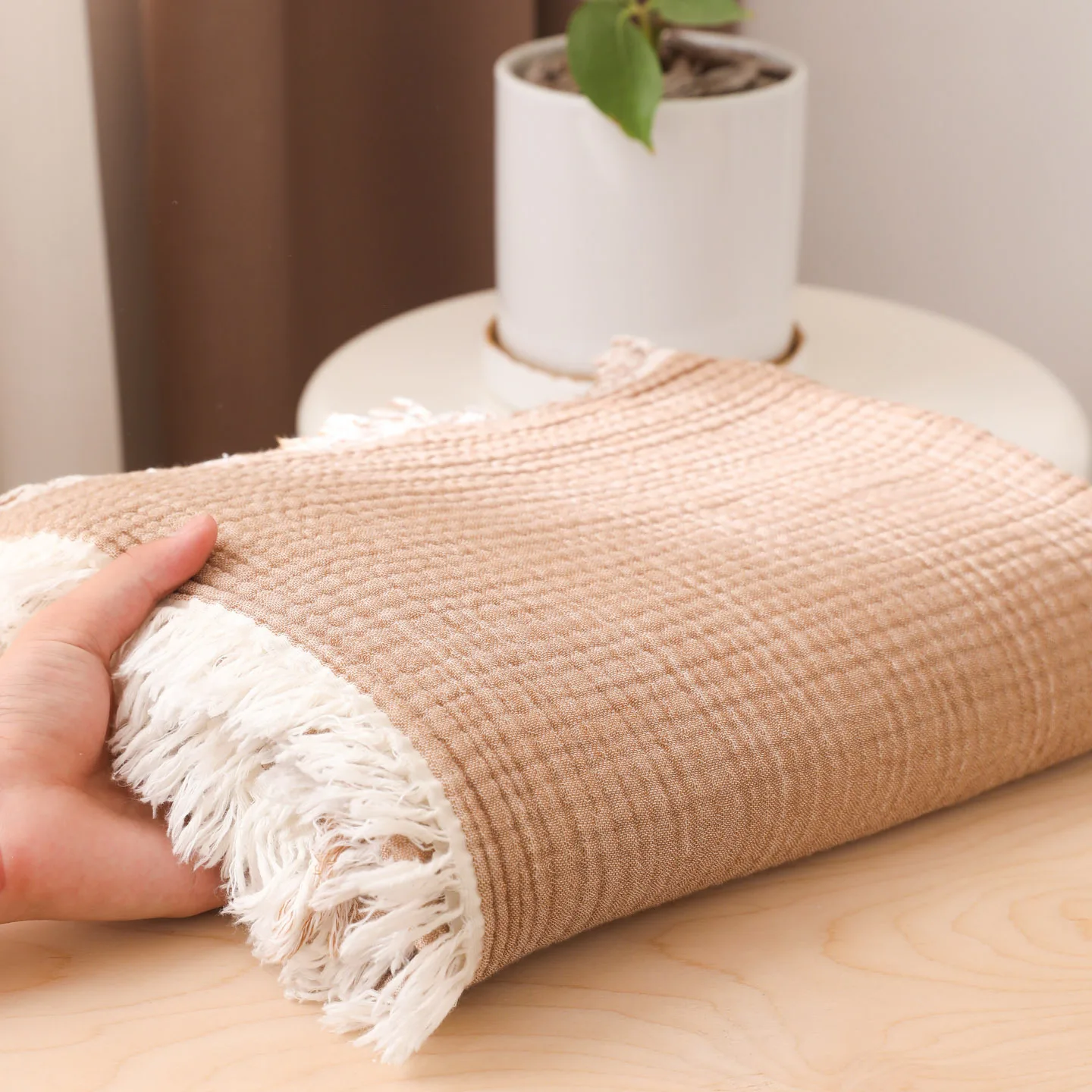 Four-Layer Gauze Blanket Pure Cotton Fringed Edge Blanket Children's Adult Knitted Blanket Office Sofa Nap Leisure Blanket
