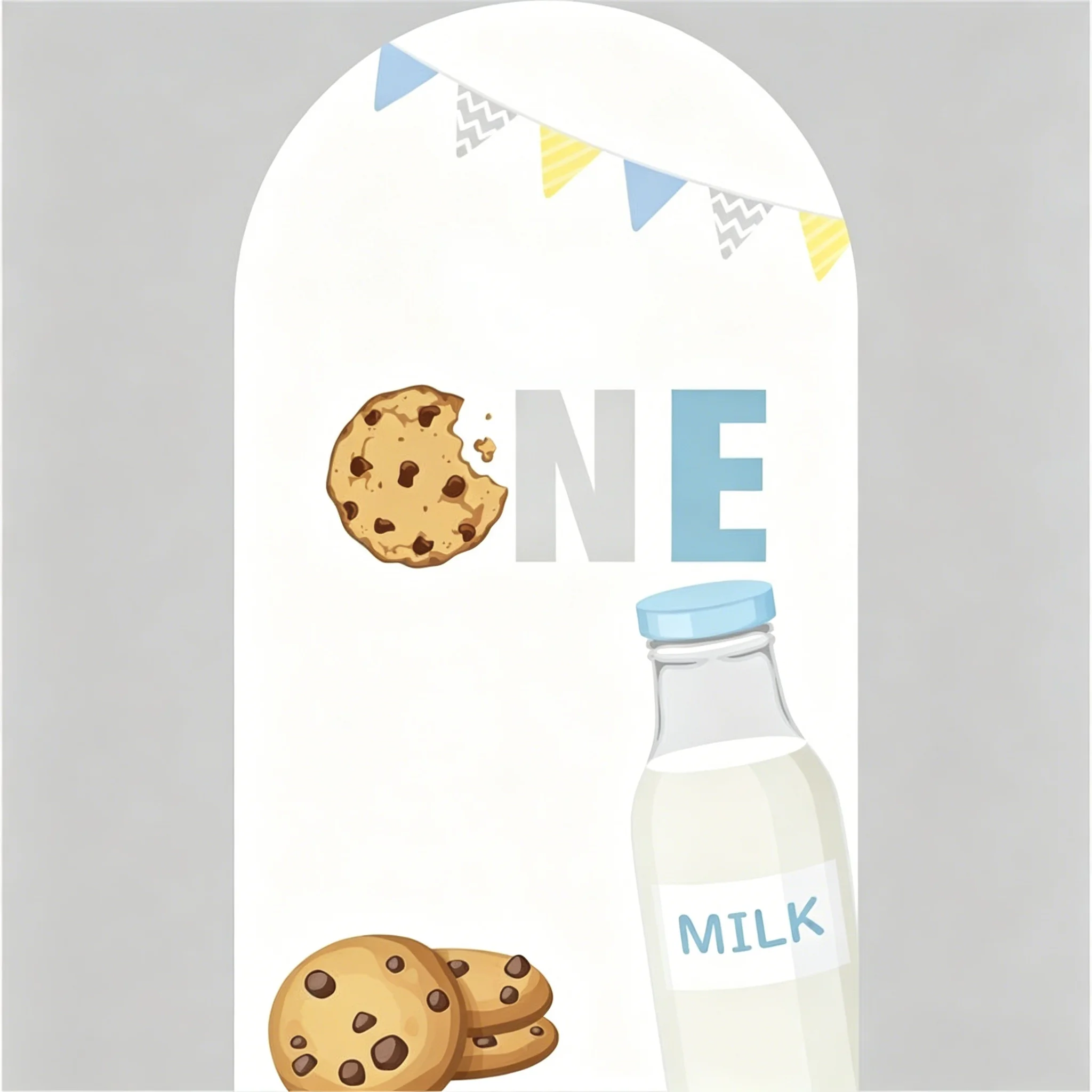 Mocsicka Boy ONE Cookie Baby Shower Arch Cover Backdrop Milk and Cookies Blue Gingham 1st Birthday Party Photography Background