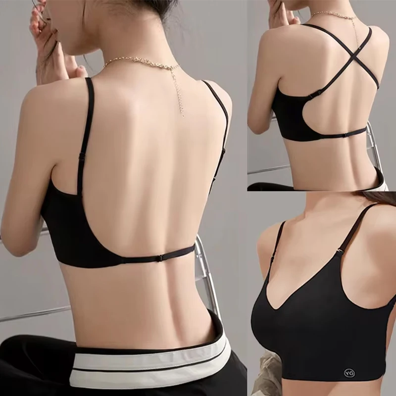 FINETOO U-shaped Backless Lingerie For Women Small Breasts Gathered Together Bra New Style Chest Cushion Seamless Backless Bra