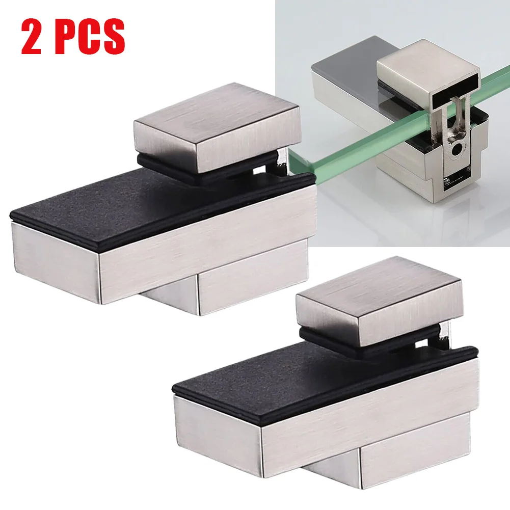 

2 Pack Glass Clamp Zinc Alloy Glass Shelf Brackets Wall Mount Adjustable Clamp 3-16mm Glass Clip Shelf Clamp Holder
