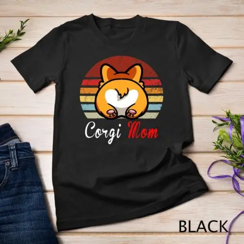 

Винтажная Ретро футболка Corgi Dog Love-r Dad Mom, смешная футболка для мальчиков и девочек, футболка унисекс