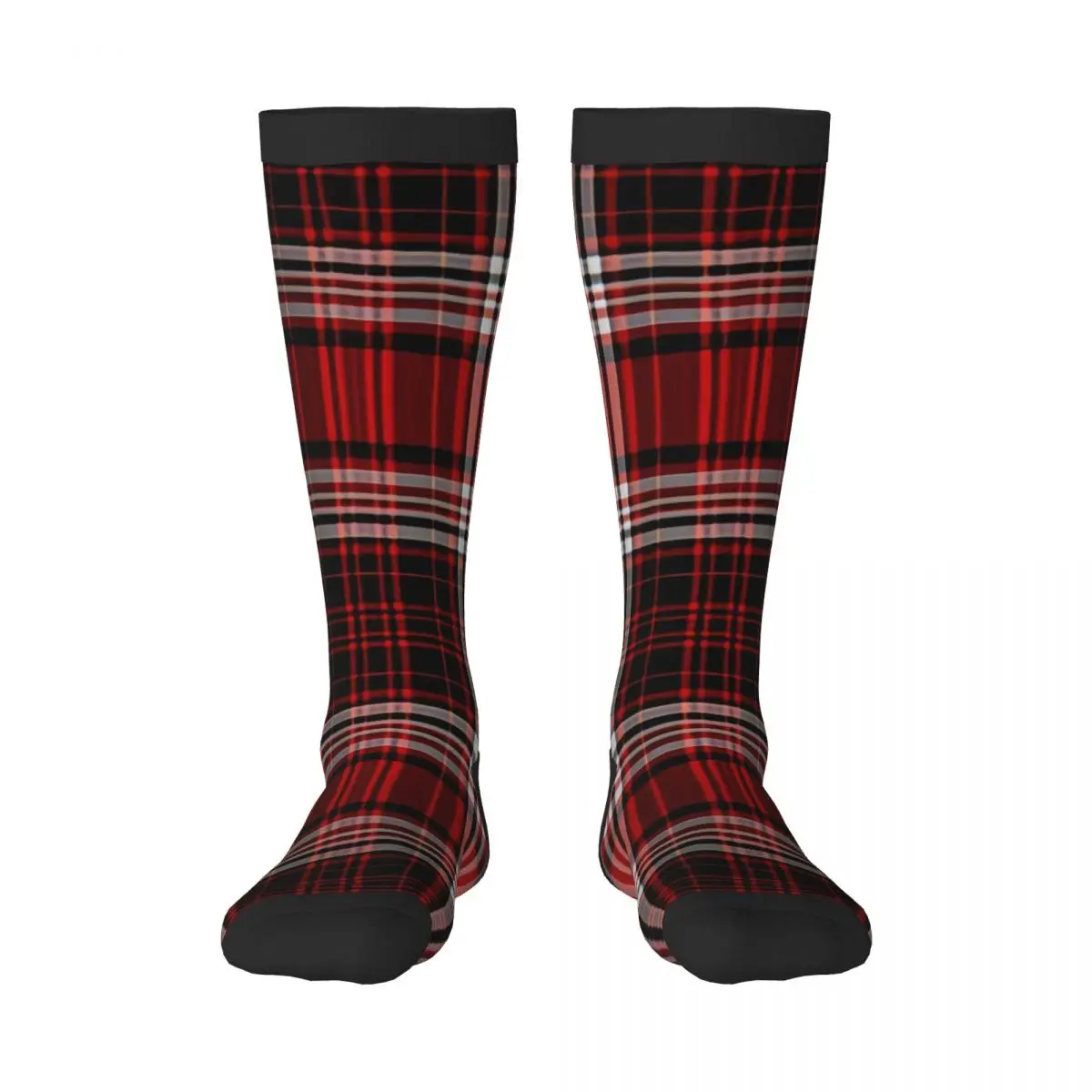 Nostalgic Striped Plaid Pattern Thigh High Socks Over Knee Long Socks Block Stockings