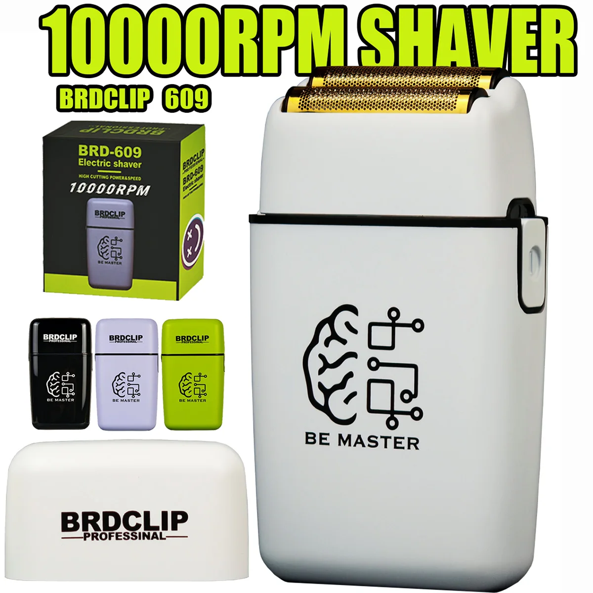 BRDCLIP 10000RPM Double Foil Shaver Professional Men's Electric Beard Hair Trimmer BRD609 Hair Cutting Machine Barber Clipper