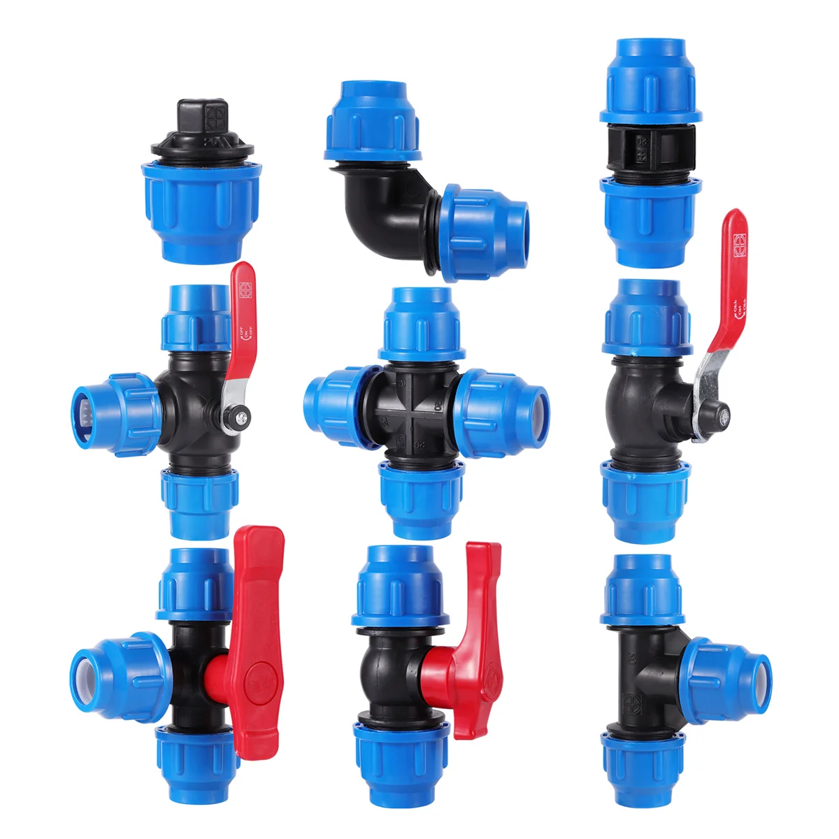 20/25/32/40/50mm Plastic Quick Valve Switch Connector PVC PE Tube Tap Water Splitter Black Wrench Home Water Supply Pipe Fitting