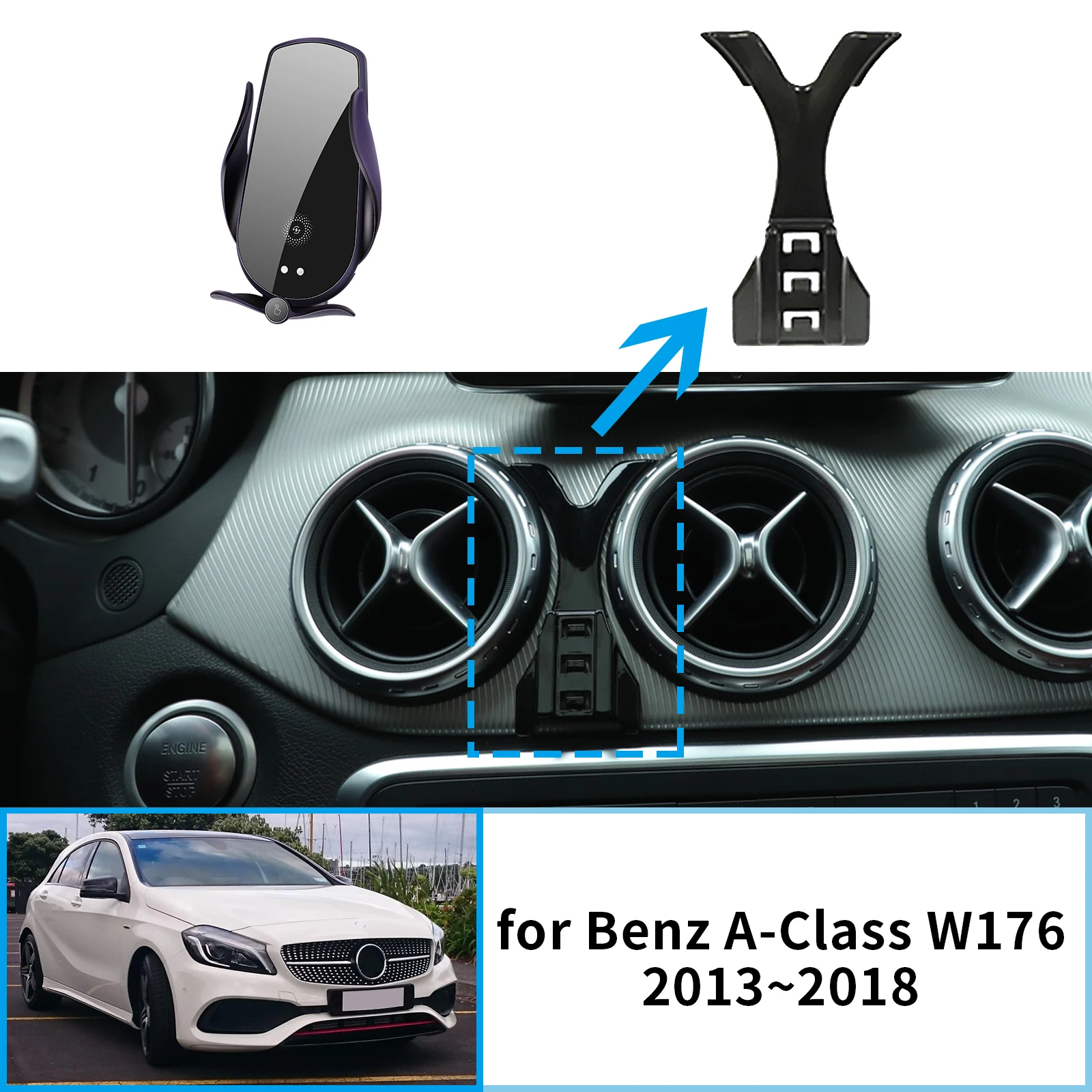 

Car Mobile Phone Holder for Mercedes-Benz A-Class 2013~2018 A45 AMG W176 GPS Bracket Navigation Stand Auto Accessories