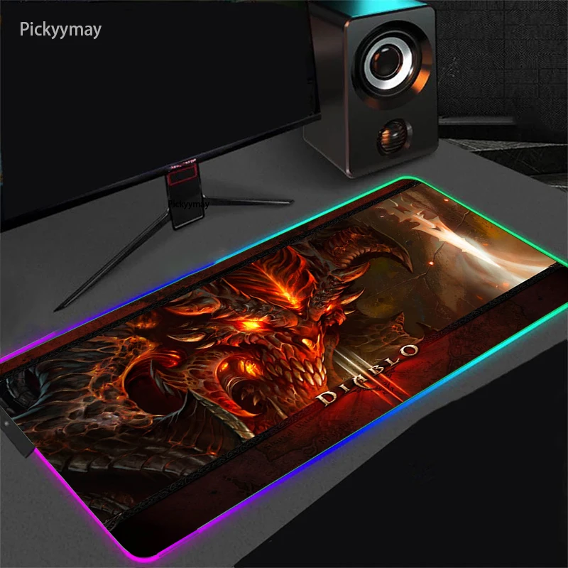 Diablo 3-alfombrilla de ratón RGB para Gaming, tapete retroiluminado, Protector de mesa para ordenador, escritorio, LOL