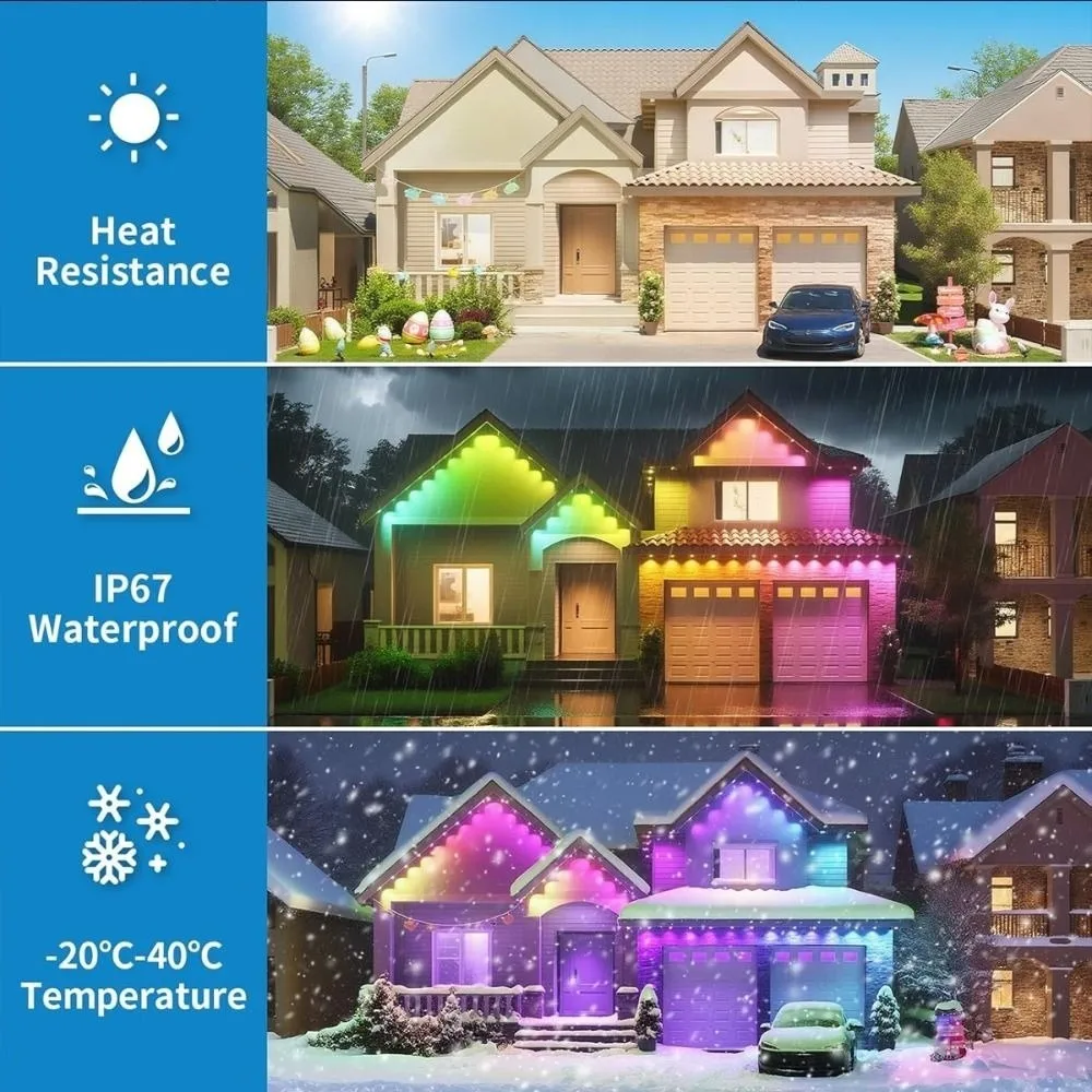 Decorative Lights Waterproof RGB Lights Smart App Remote Control String Lights IP67 Bluetooth LED Lights Home Decor