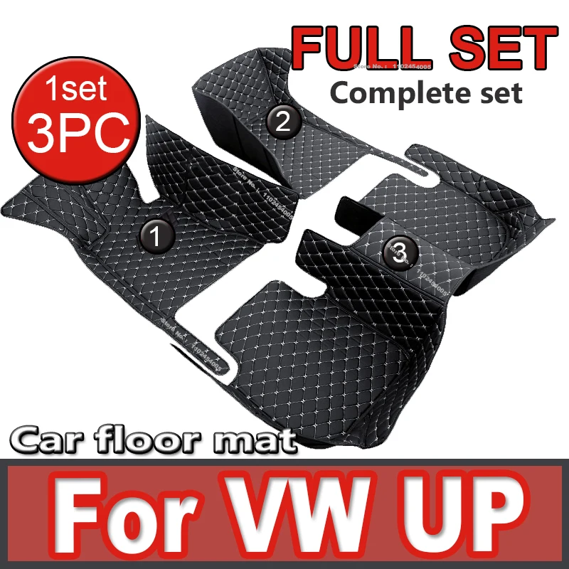 Custom Automotive Car Floor Mats For VW UP 2014 2015 2016 2017 Auto Luxury Leather Men Women Car Mats Full Coverage