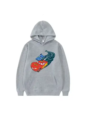 Disney Cars Lightning McQueen Unisex Long Sleeve Clothing Fashionable Drawstring Hoodie High Quality Sweatshirt With Pocket