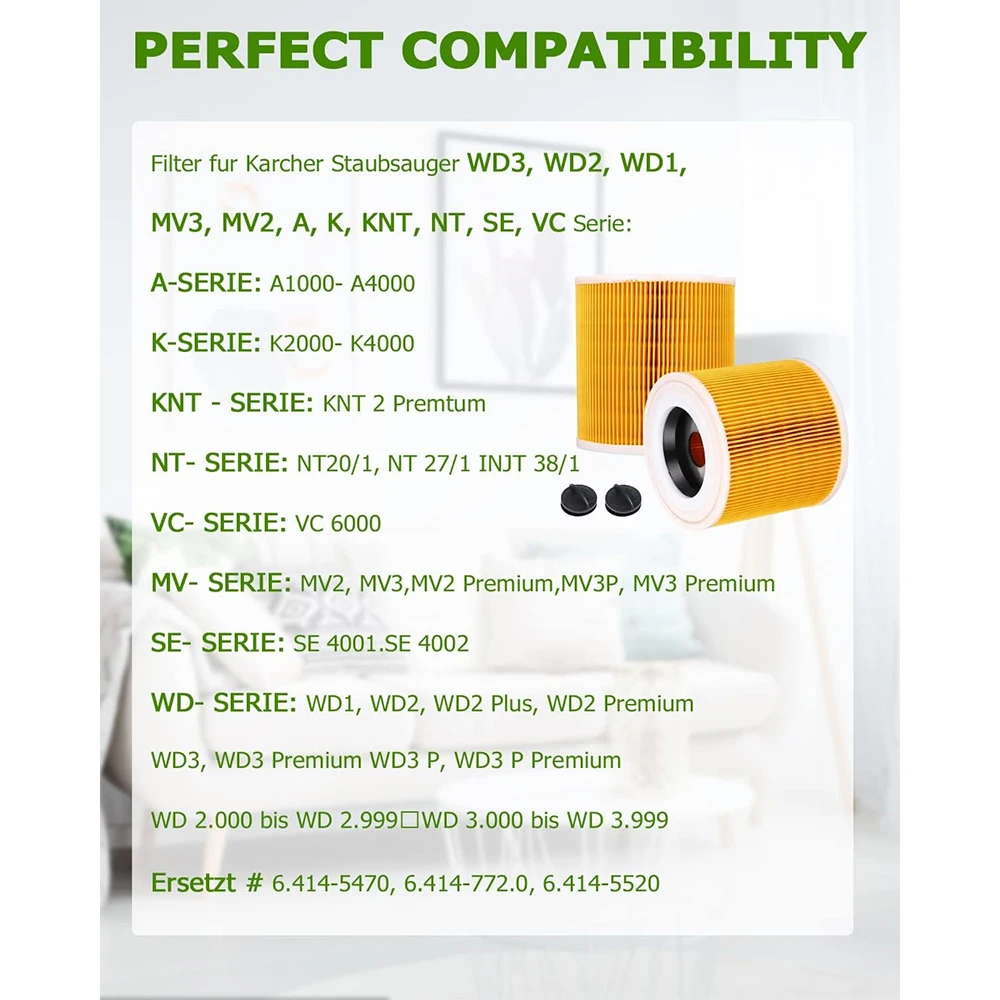For Karcher WD3 Premium WD3200 WD 3300 MV3 A2004 A2054 Vacuum Cleaner Spare Parts, Dust Bag Hepa Filter Replacement Parts image 4