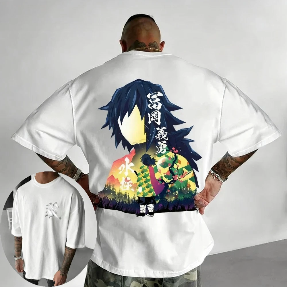 Demon Slayer Herren T-Shirt Giyu Tomioka Japan Anime Sommer Jungen Frühling Herbst Kinder Kurzarm Casual Eltern-Kind-Kleidung
