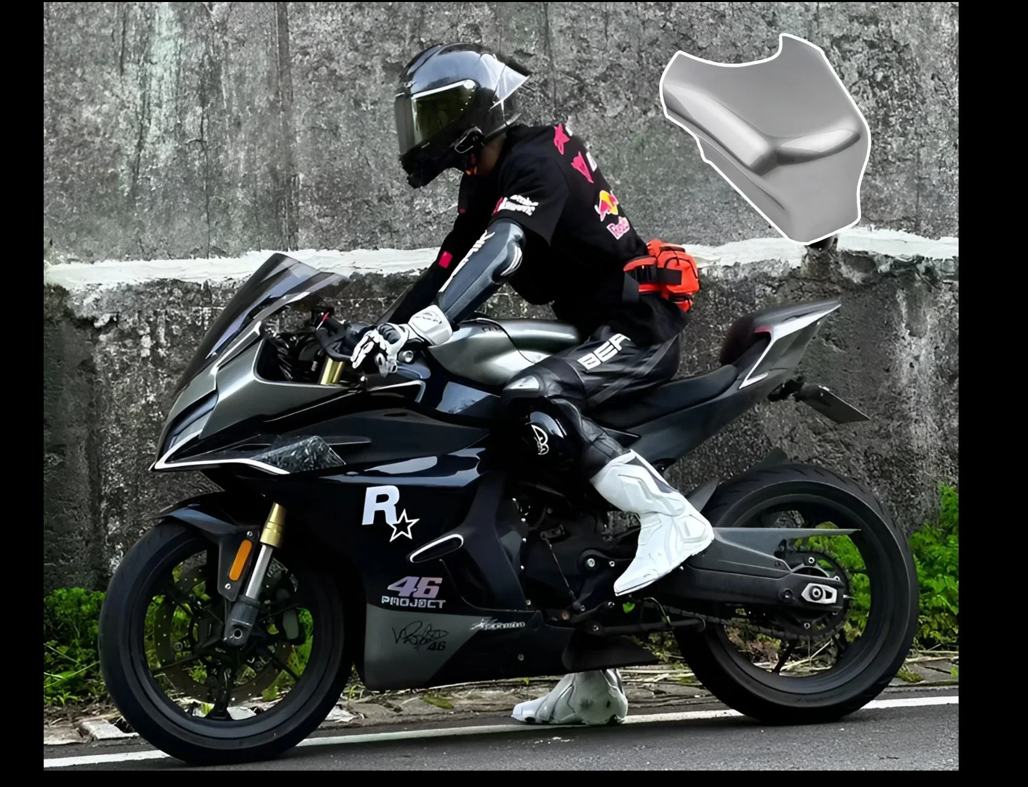 Applicable to Chunfeng 450SR modified carbon fiber heightened fuel tank top fuel tank cover original car mold opening water tran