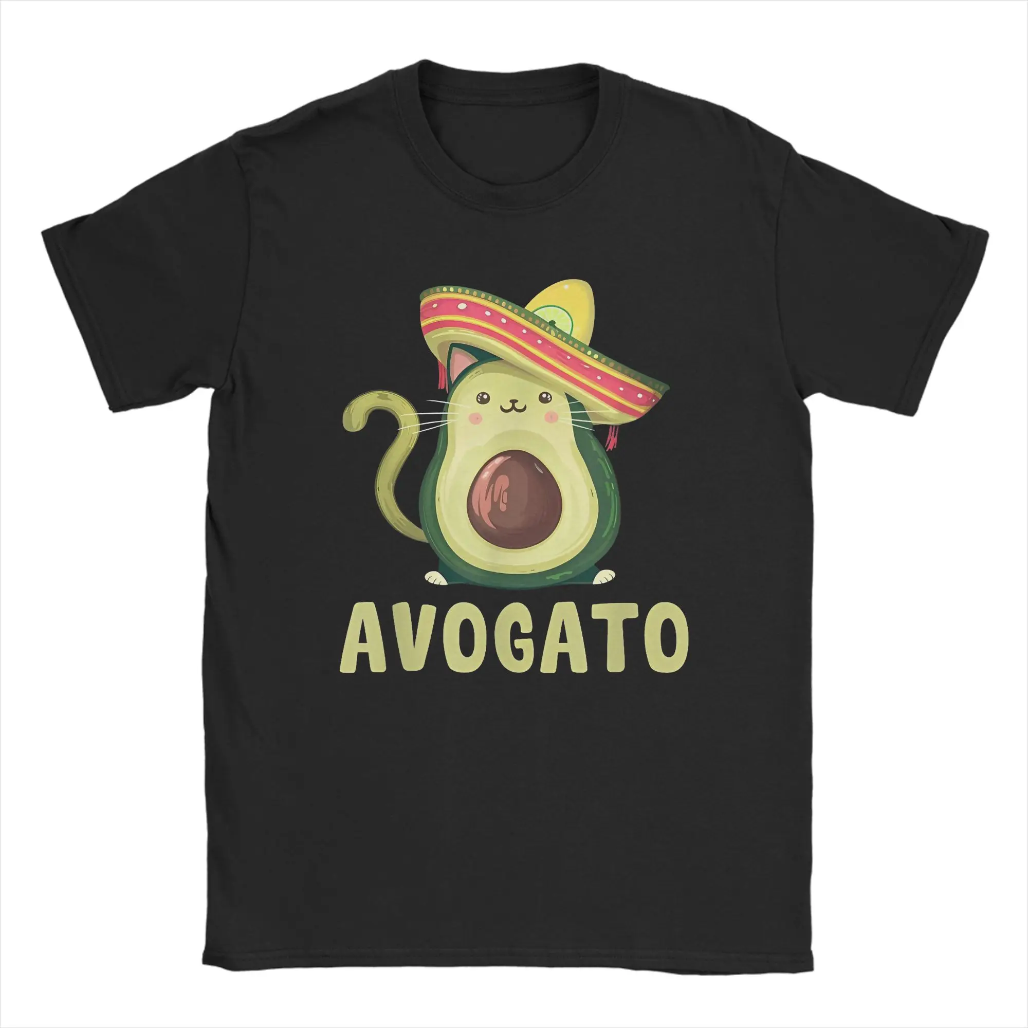 Men Women's Cute Avogato Funny Cinco De Mayo Cat Avocado T Shirt  Pure Cotton Clothes Round Neck Tee Shirt Plus Size T-Shirts