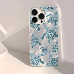 Summer Cartoon Turtle Pattern Phone Case for Samsung Galaxy S25 S24 S23 Ultra Plus 5G S21 FE Feather Texture Hard Cover