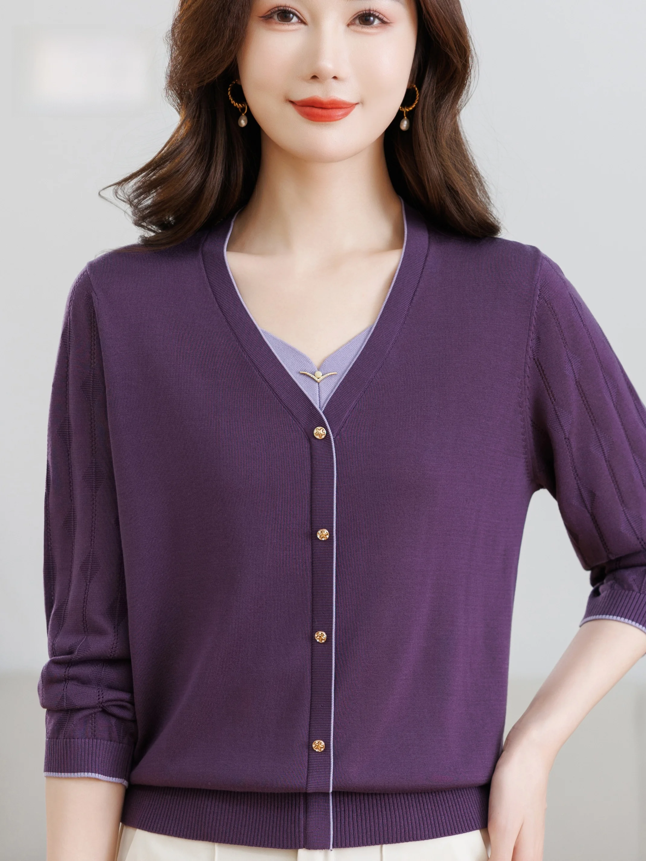 Lente Zomer V-hals Gebreid Bas - Women Fashion Over 60 recensie en prijs