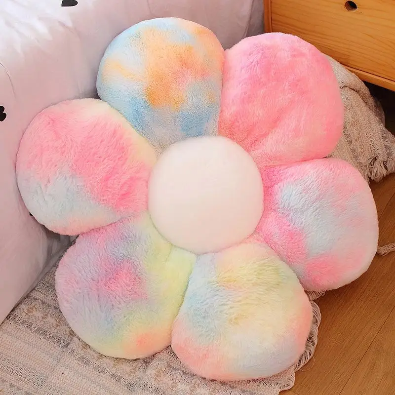 Ins New Flower Shaped Rabbit Velvet Pillow Thickened Living Room Bedroom Comfortable Backrest for Girls Cute Plant Floral Design