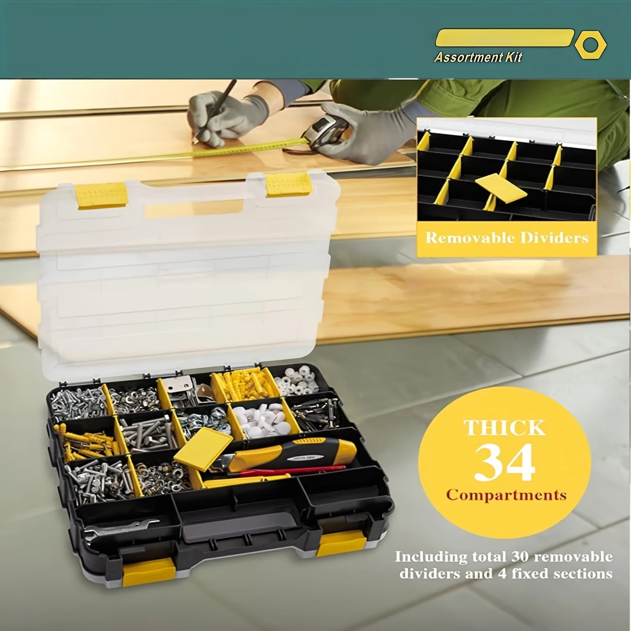 Picture 3: A Double-Sided Plastic Hardware Storage Organizer Box, Waterproof, with Removable Dividers, Suitable for Lure Bait Boxes, Nails,
