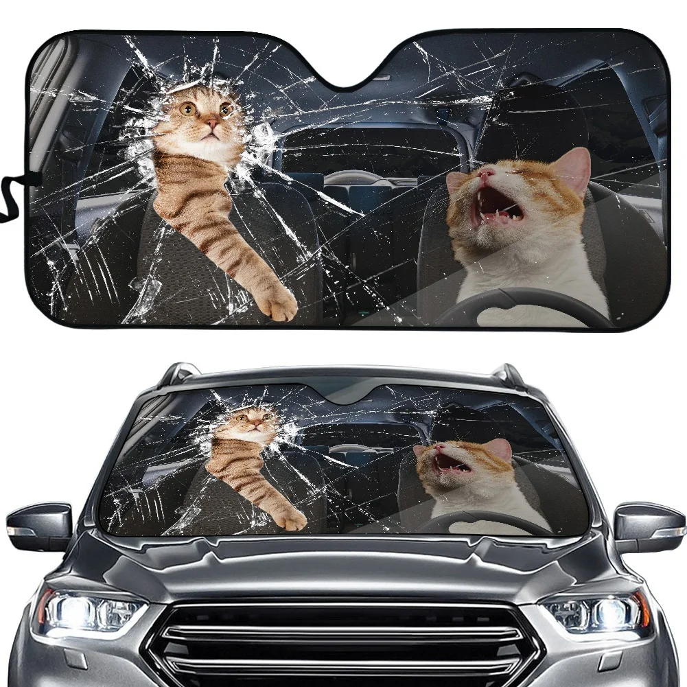 Funny Animal Cat Dog Driver Car Front Windshield Sunshade UV Protect Sun Shade Universal Car Accessories Intrior Decor Cover