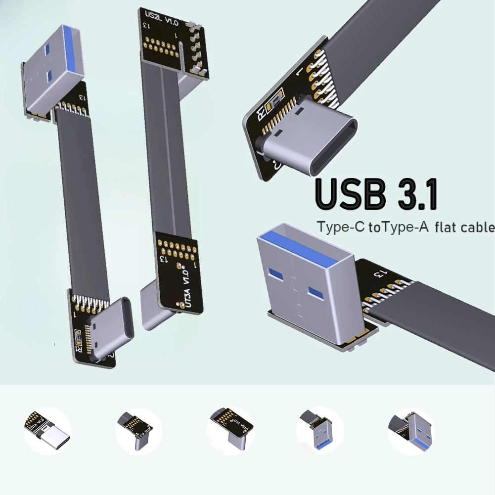 

ADT 13-контактный кабель USB 3.1, 10 Гбит/с, плоская лента Gen2, USB-A, Android-а, кабель 3A, зарядное устройство Type-C, быстрая зарядка, синхронизация, передача данных, провод