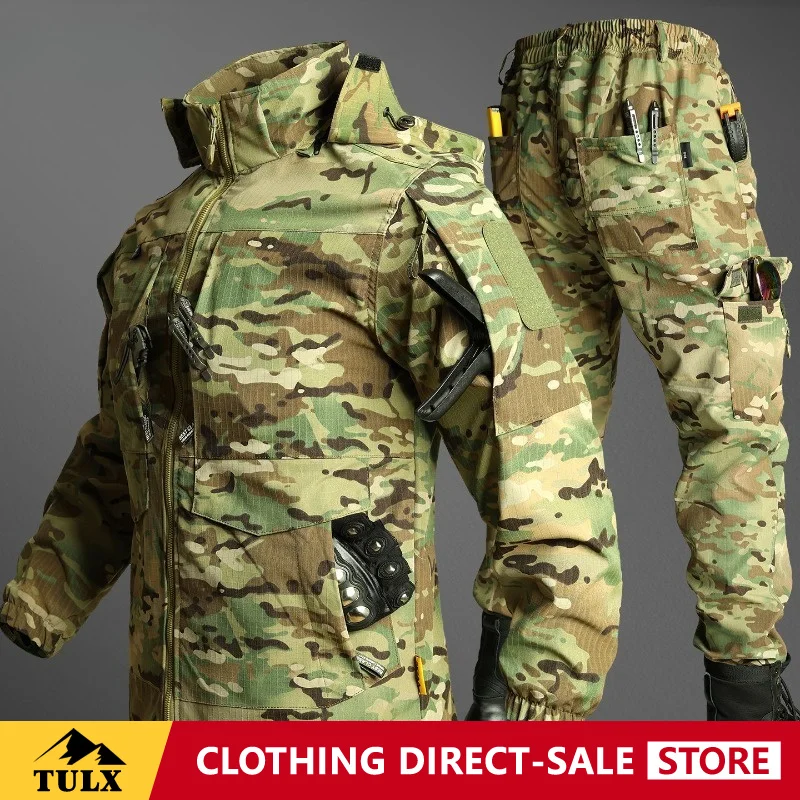 Autumn Labor Protection Outdoor Tactical Work Clothing Set Camouflage Clothing Anti Dirty Wear Resistant Tear Resistant Mesh Set