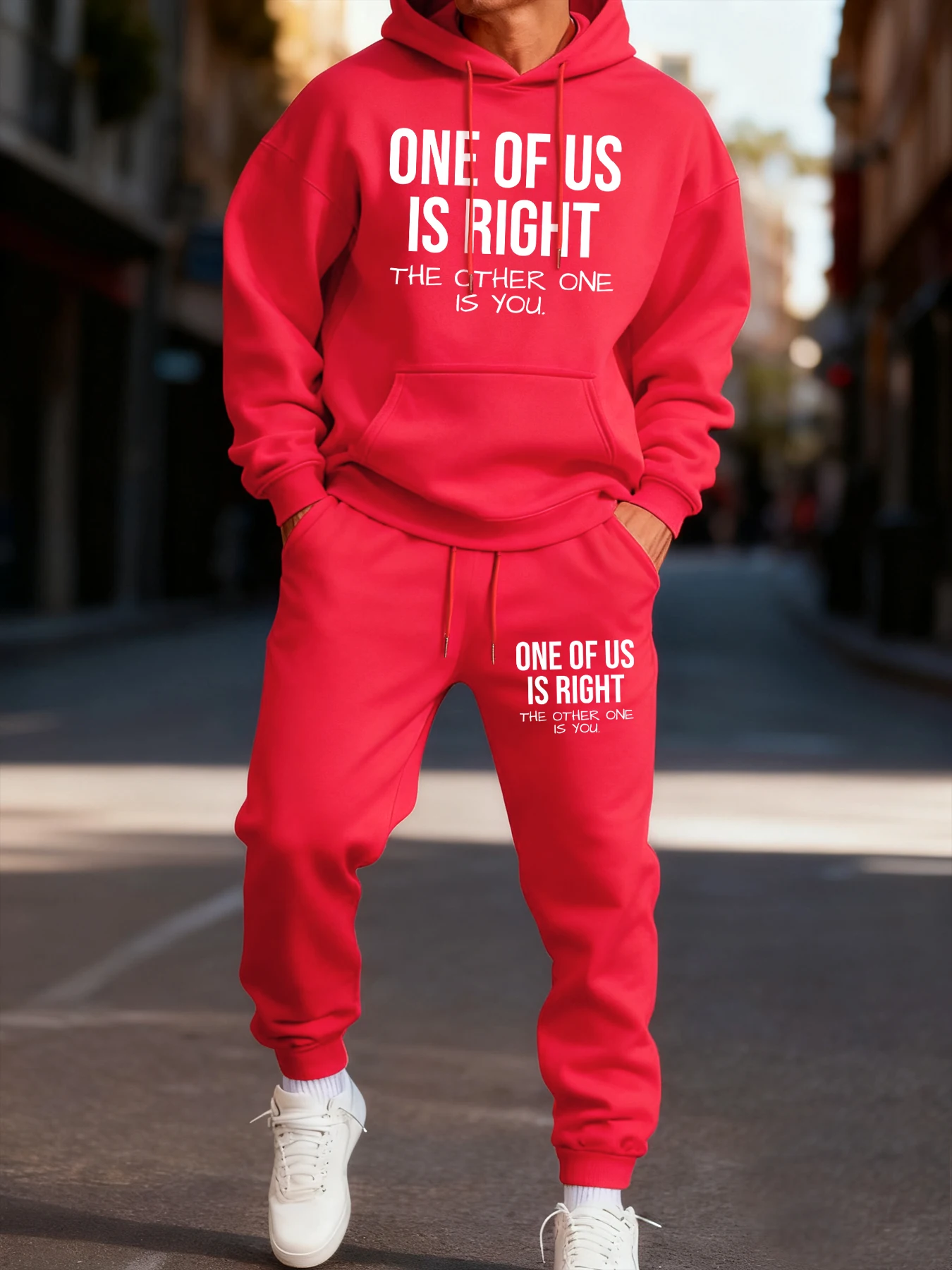 

One Of Us Is Right The Other One Is You Funny Printing Male Hoodie Set Fleece Autumn Two Pices Sets Casual Winter Clothes Hoody