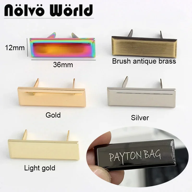 50-100 Pieces,Laser Engrave Your Brand on Label,Sewing Crafts Rectangle Metal Purse Label Tags,sew Bags Rainbow Metal Labels Tag