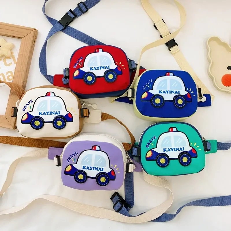 

Cartoon Car Children's Coin Purse Letter Print Outing Sports Boys Crossbody Waist Bags Portable Kids Small Square Shoulder Bag