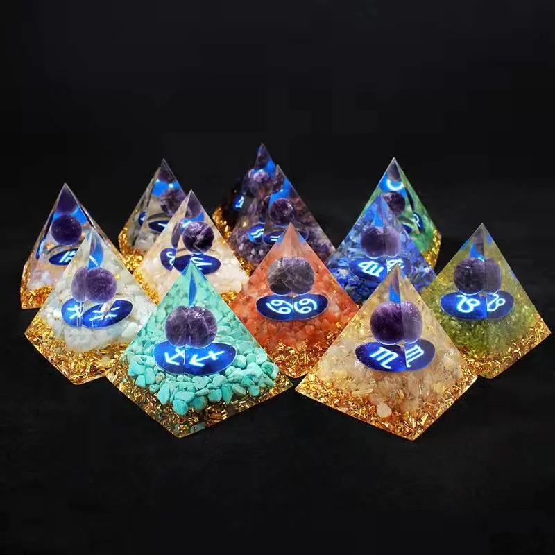 Astrological Sign Pyramids with Natural Crystal Stones for Bedroom Decoration