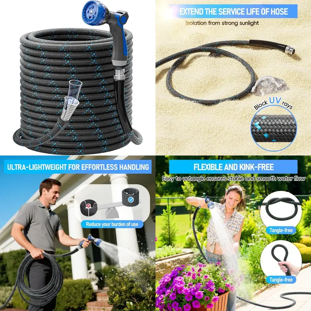 

Flexible 75ft 3-Layer Non-Expanding Lightweight Stainless Steel Garden Hose with 8 Pattern Spray Nozzle for Efficient Watering