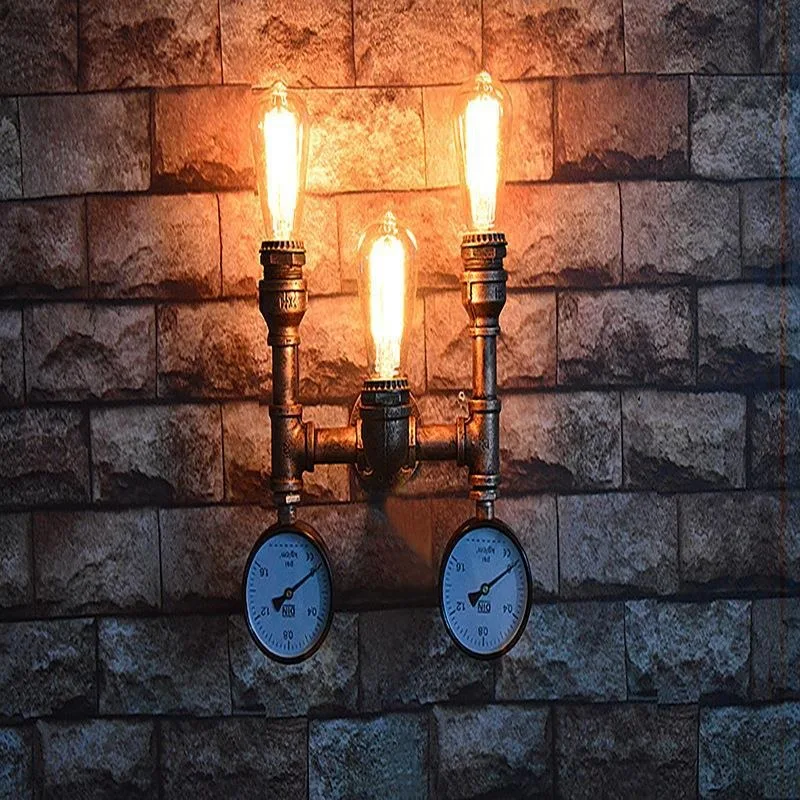 American Retro Wall Lamps Industrial Style E27 Steampunk Tube Restaurant Stair Aisle Corridor Cafe Ironwork Personality Sconces