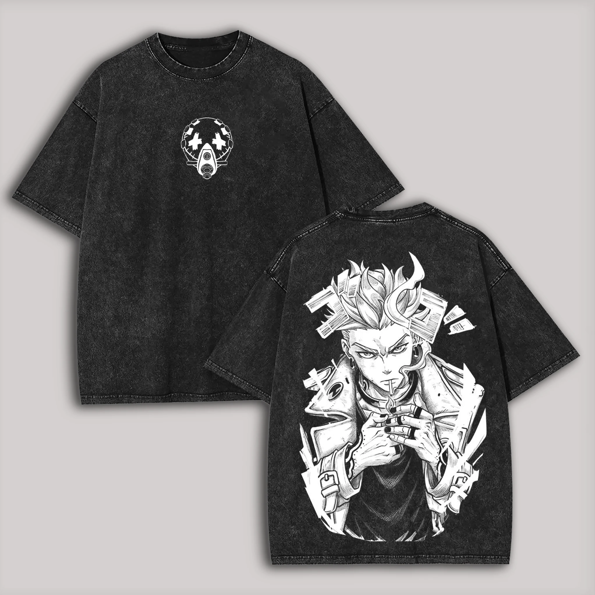 Anime Manga Gachiakuta Enji Unisex Washed T-Shirt Overszied Y2k Men Women Gacahiakuta Cleaners Streetwear Female Male Clothes