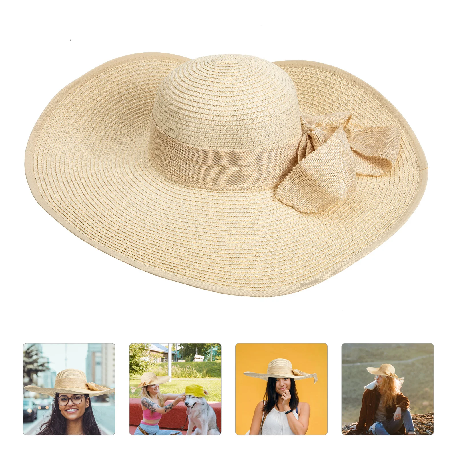 

Foldable Wide Brim Straw Sun Hat Outdoor Uv Protection Cap for Women Beach Summer Hiking Camping Travel Straw Hats for Women